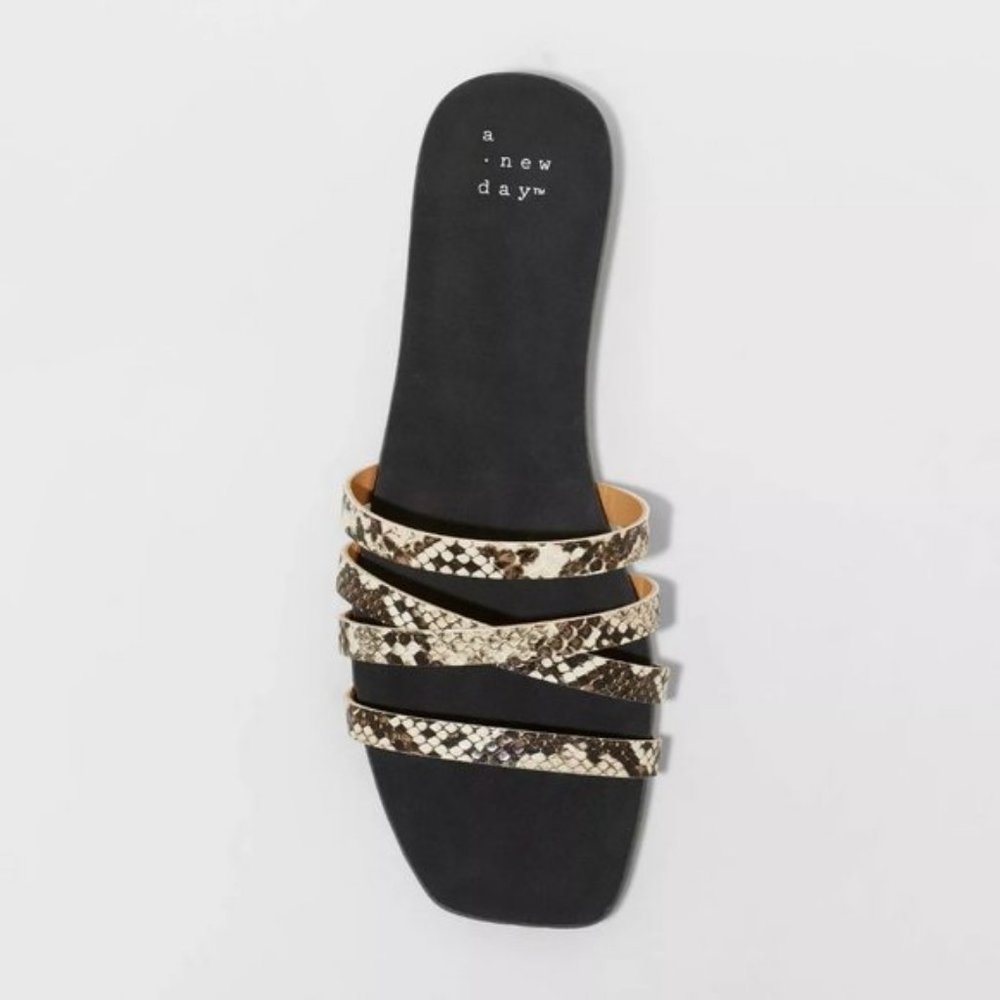 A New Day Joan Strappy Slide Sandals Gray 6
